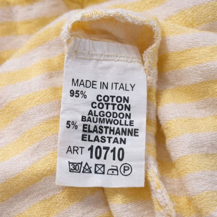 Bluza Oversize w Paski Żółto-Białe Kaptur Made in Italy Uni