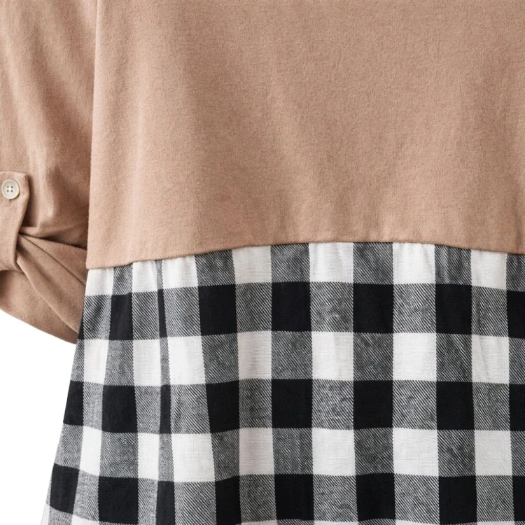 Sukienka Damska Beżowa Krata Vichy Oversize Falbany Włoska One Size