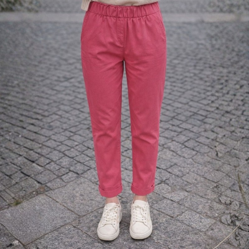 Spodnie damskie koralowe paperbag wysoki stan eleganckie L