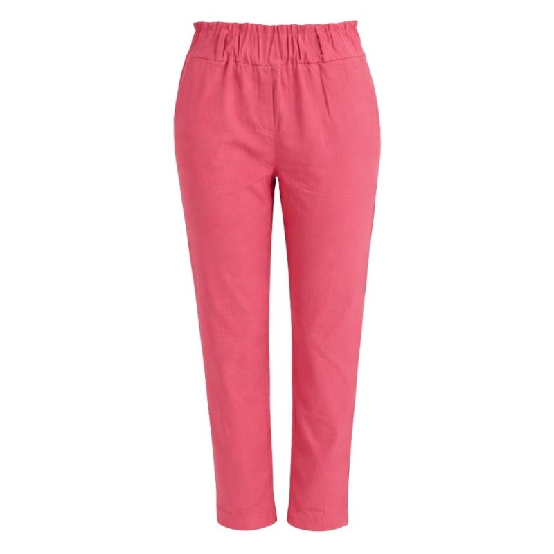 Spodnie damskie koralowe paperbag wysoki stan eleganckie L