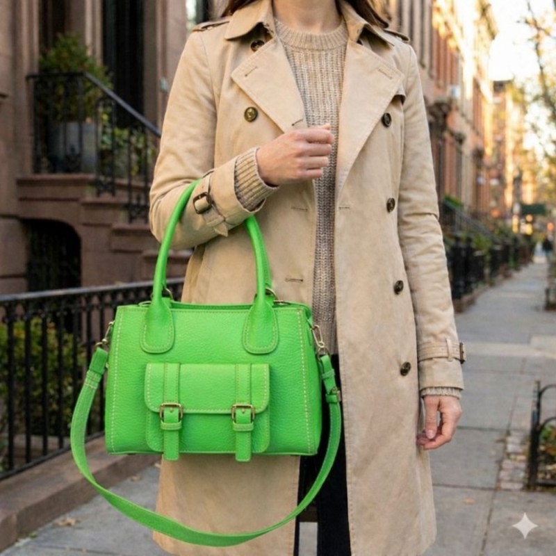 Limonkowa Torebka Streetwear Kuferek z Paskiem – Neon Style