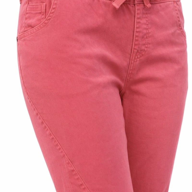 Spodnie damskie różowe slim z przeszyciami casual S