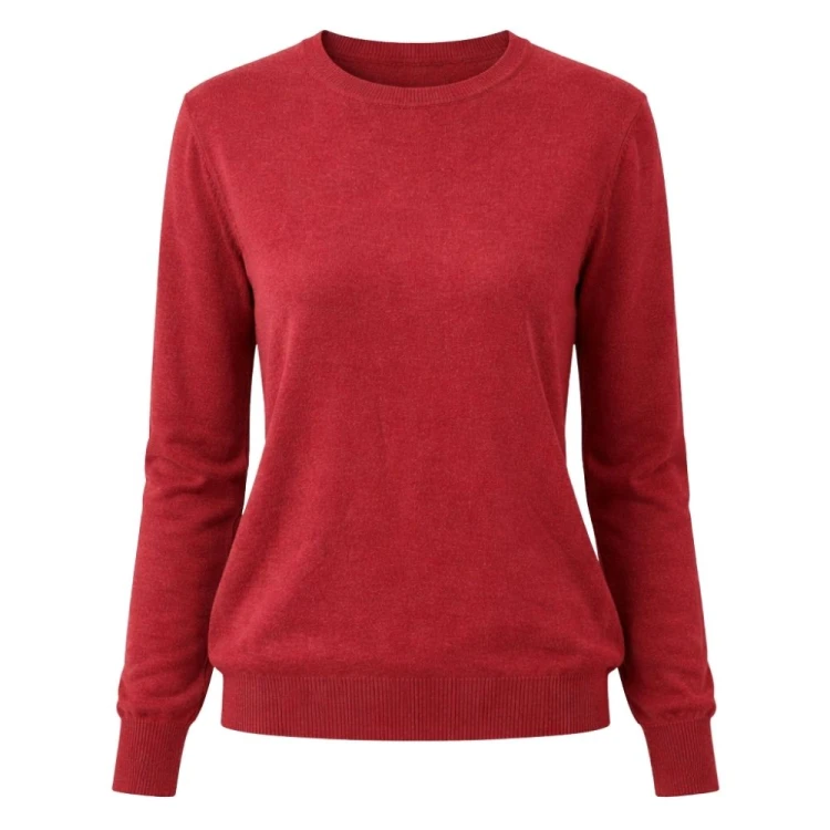 Sweter damski bordowy z wełną klasyczny elegancki Italy Uniwersalny