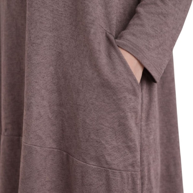 Sukienka damska dzianinowa oversize brązowa kieszenie Włoska Uni