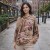 Bluza damska z kapturem w kwiaty oversize brązowa Włoska Uni