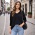 Sweter damski czarny V-neck luźny miękki elegancki Uni