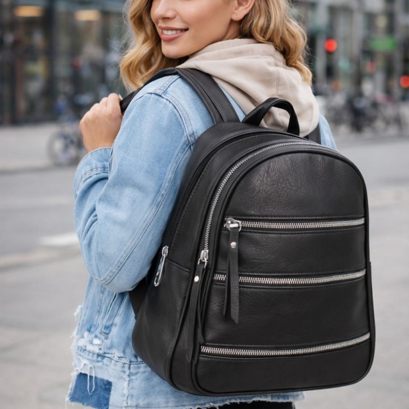 Plecak damski czarny elegancki casual A4