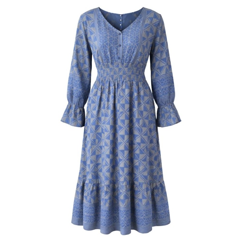Sukienka damska Włoska wiskoza 100% niebieska boho midi M