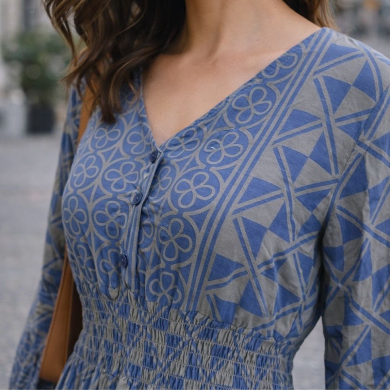 Sukienka damska Włoska wiskoza 100% niebieska boho midi M