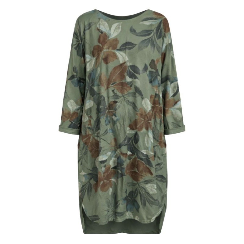 Sukienka damska Made in Italy zielona w kwiaty oversize midi One size
