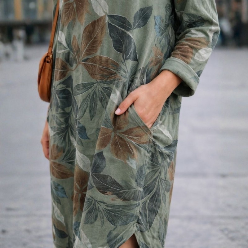Sukienka damska Made in Italy zielona w kwiaty oversize midi One size