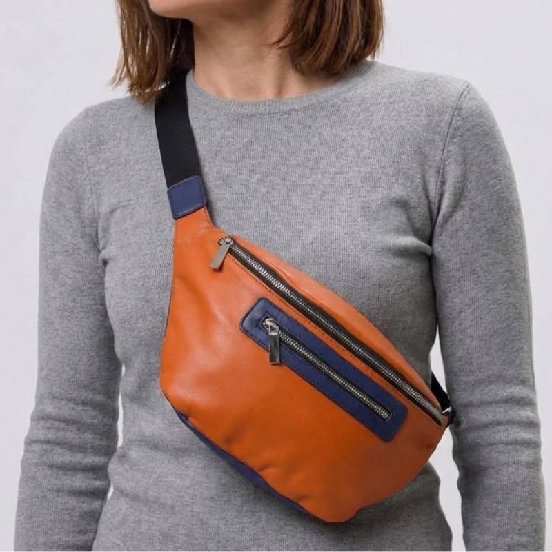 Nerka Damska Saszetka Na Ramię Crossbody Camel Eko Skóra