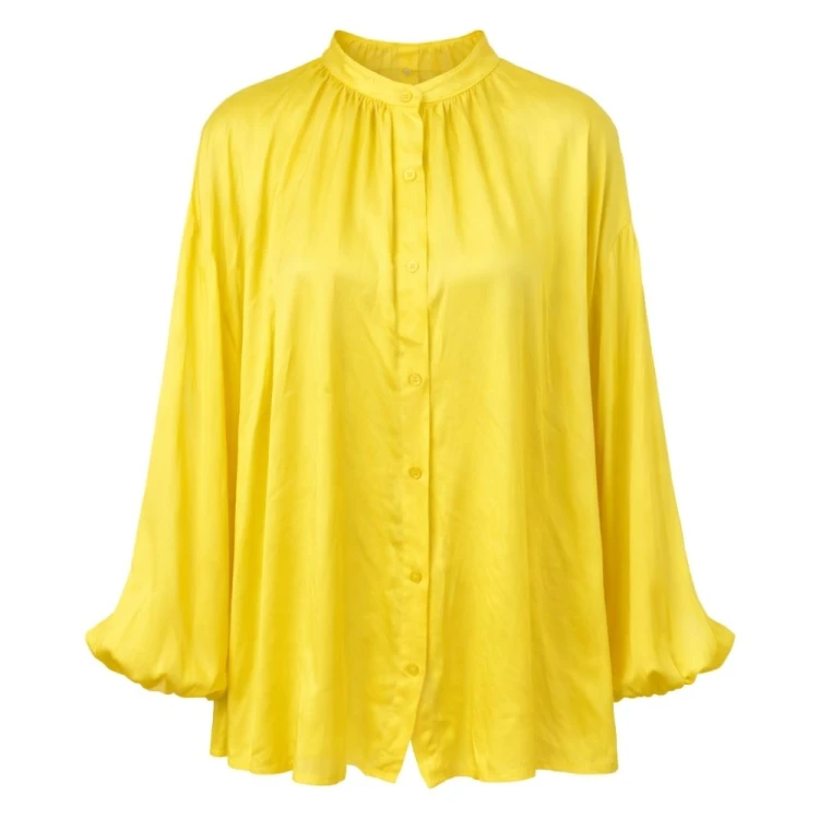 Koszula bluzka damska żółta 100% wiskoza Made in Italy oversize
