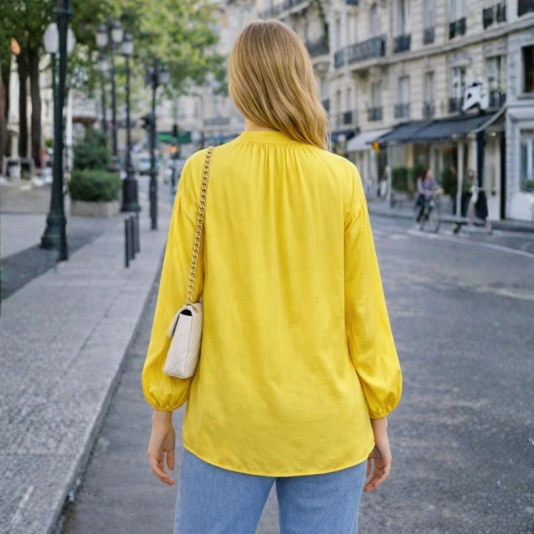 Koszula bluzka damska żółta 100% wiskoza Made in Italy oversize