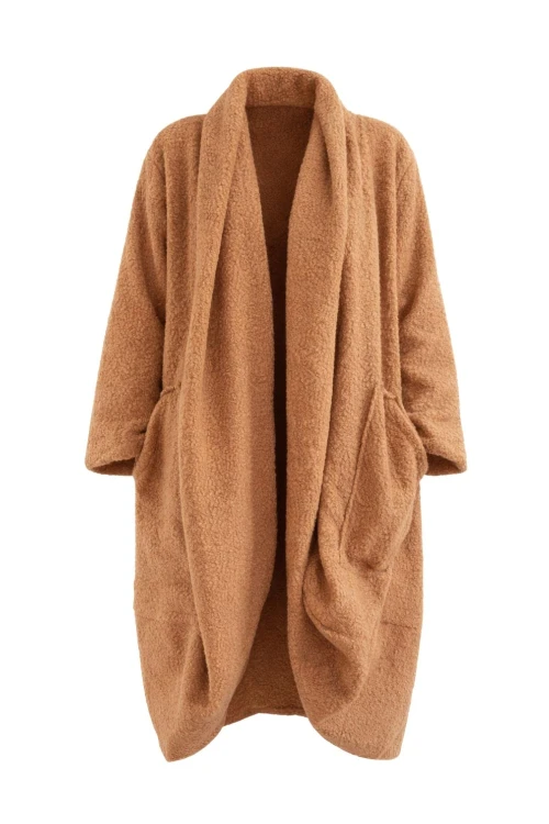Płaszcz damski TEDDY camel bukla oversize ciepły made in Italy