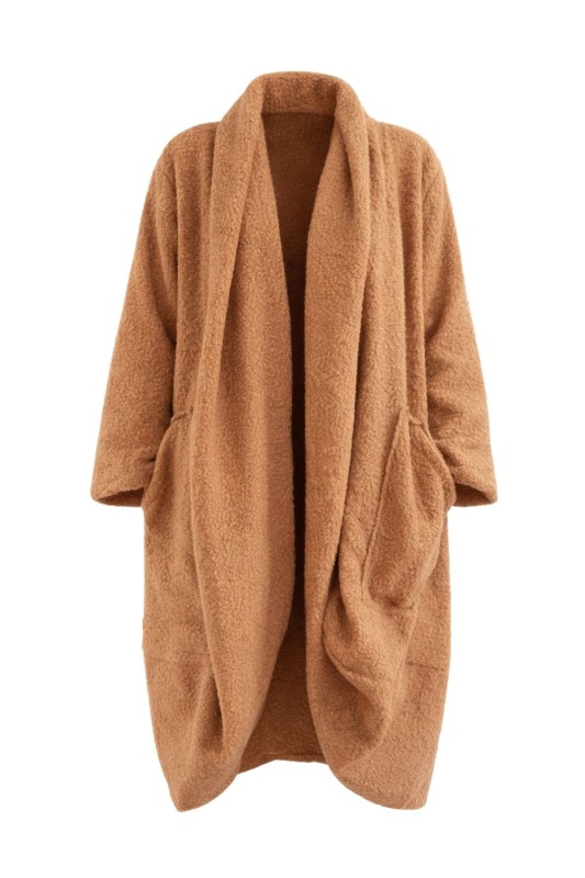 Płaszcz damski TEDDY camel bukla oversize ciepły made in Italy