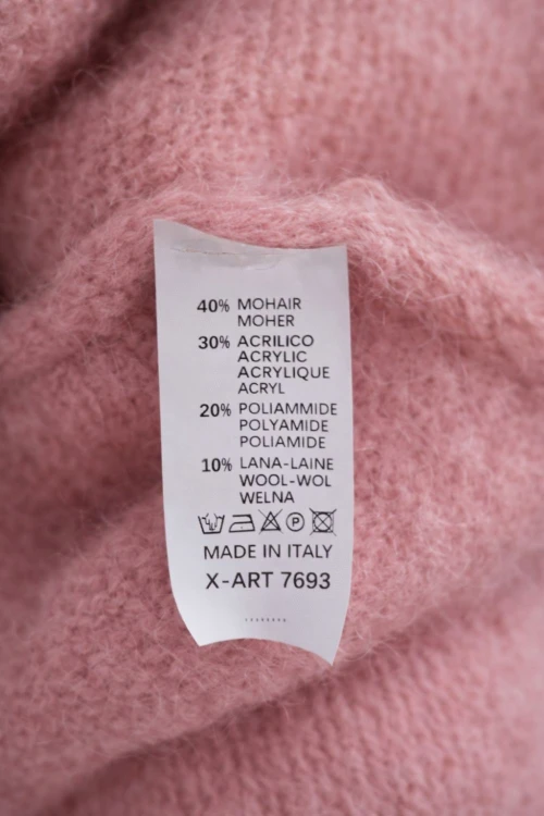 Sweter damski różowy moher 40% z kryształkami elegancki Made in Italy