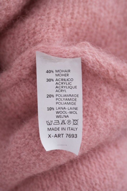 Sweter damski różowy moher 40% z kryształkami elegancki Made in Italy