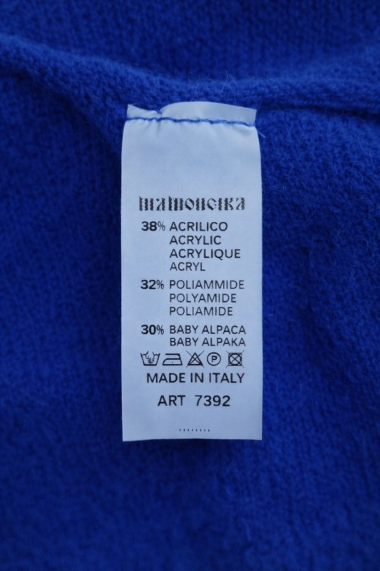 Sweter damski ALPAKA BABY 30% Made in Italy kobaltowy krótki Uni