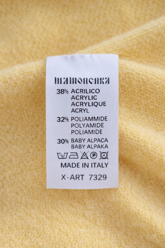 Sweter damski żółty z dekoltem V miękki alpaka Włoski One Size