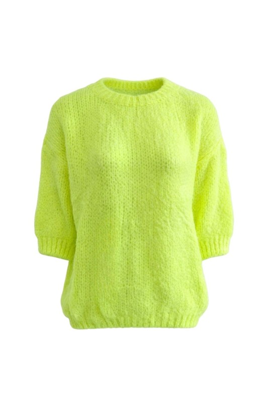 Sweter damski neonowy żółty limonkowy włoski miękki S/M