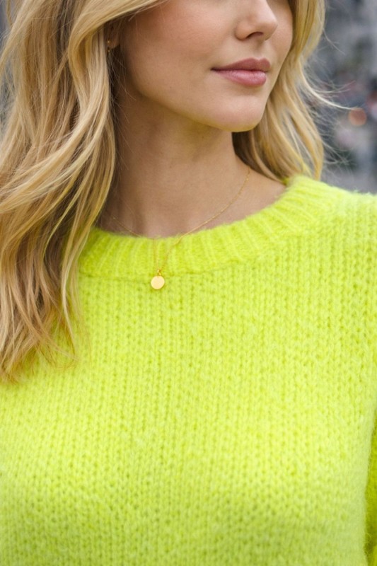 Sweter damski neonowy żółty limonkowy włoski miękki S/M
