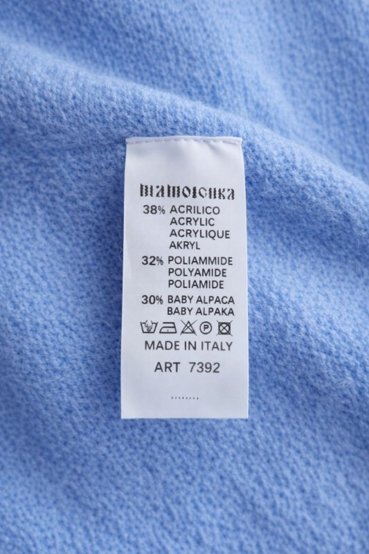 Sweter damski ALPAKA BABY 30% Made in Italy błękitny krótki Uni