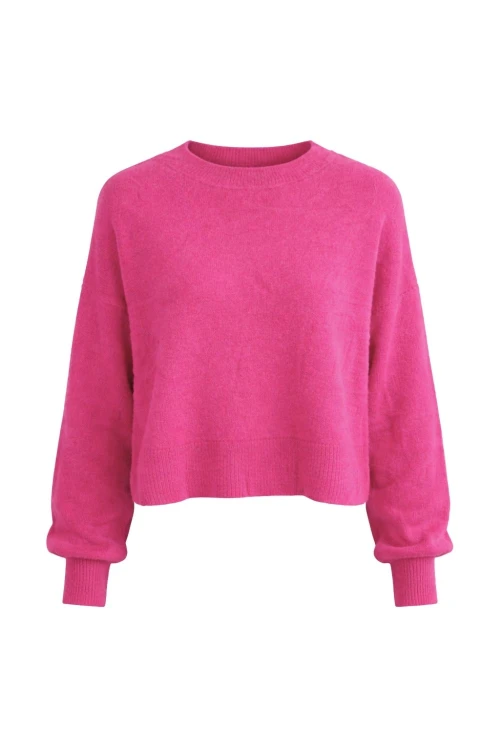 Sweter damski ALPAKA BABY 30% Made in Italy różowy krótki Uni