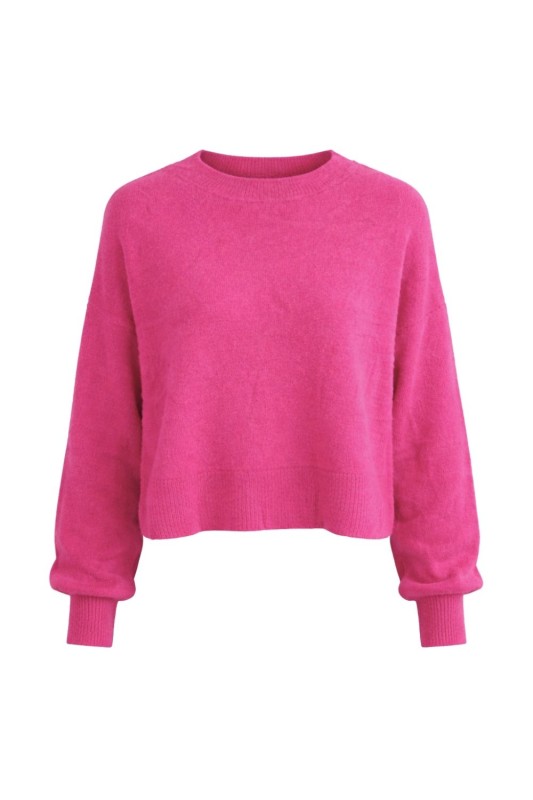 Sweter damski ALPAKA BABY 30% Made in Italy różowy krótki Uni