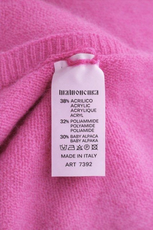 Sweter damski ALPAKA BABY 30% Made in Italy różowy krótki Uni