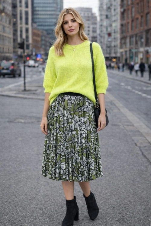 Sweter damski neonowy żółty limonkowy włoski miękki M/L