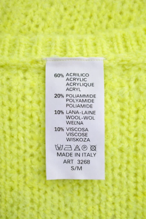 Sweter damski neonowy żółty limonkowy włoski miękki M/L