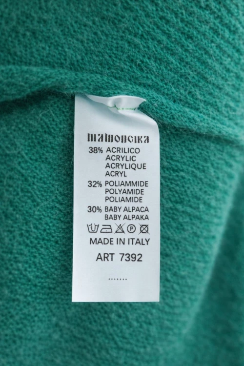 Sweter damski ALPAKA BABY 30% Made in Italy zielony krótki Uni