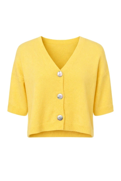 Sweter damski żółty alpaka Made in Italy luźny kardigan Uni