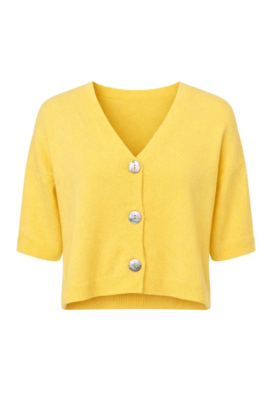 Sweter damski żółty alpaka Made in Italy luźny kardigan Uni