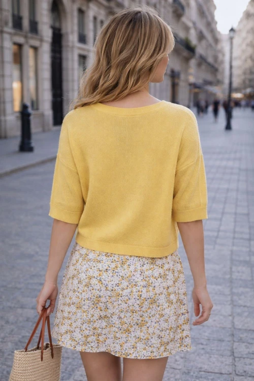 Sweter damski żółty alpaka Made in Italy luźny kardigan Uni