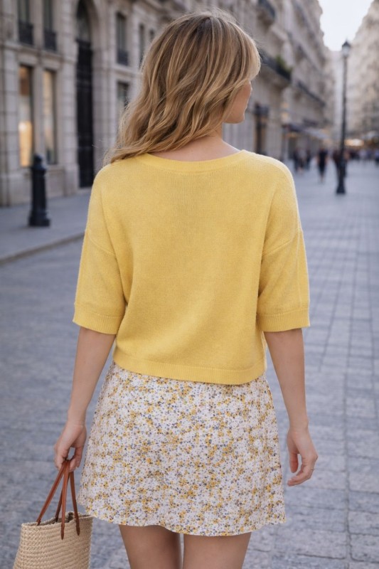 Sweter damski żółty alpaka Made in Italy luźny kardigan Uni