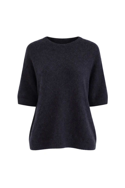Sweter damski czarny oversize krótki rękaw miękki włoski Uni
