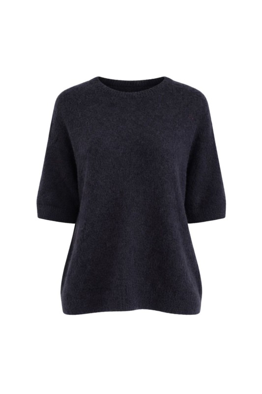 Sweter damski czarny oversize krótki rękaw miękki włoski Uni