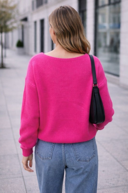 Sweter kardigan damski różowy baby alpaka miękki włoski Uni