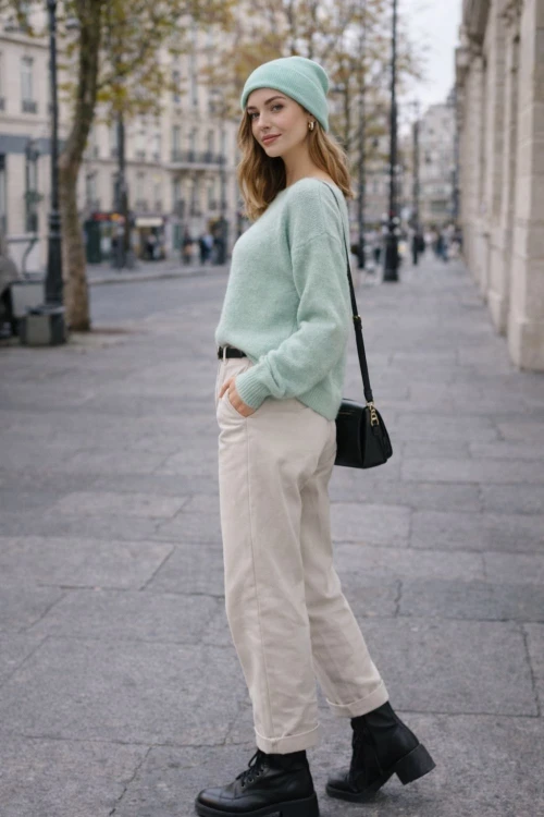 Sweter damski miętowy oversize włoski miękki One size