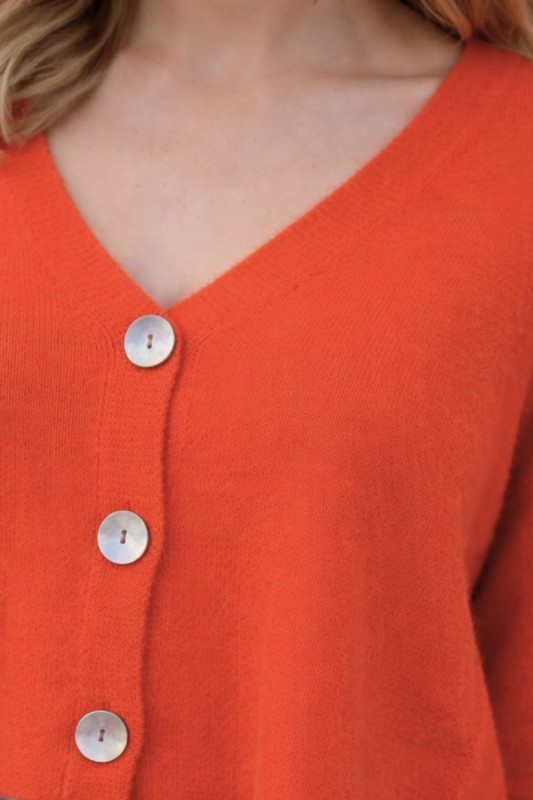 Sweter damski pomarańczowy alpaka Made in Italy luźny kardigan Uni