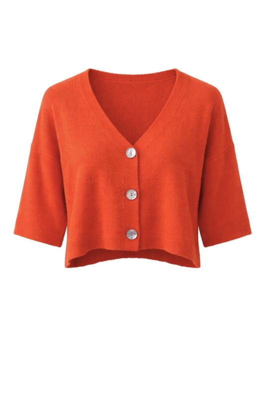 Sweter damski pomarańczowy alpaka Made in Italy luźny kardigan Uni