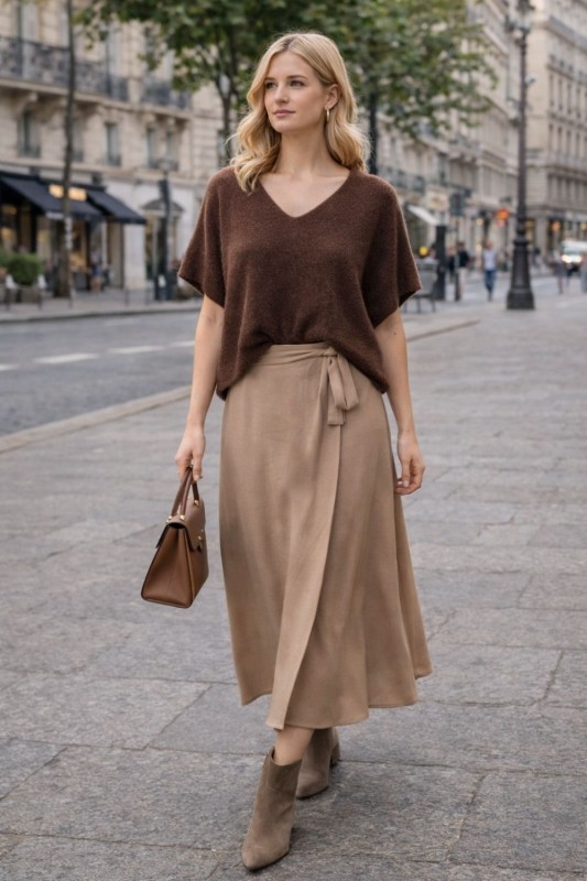 Sweter damski brązowy oversize miękki Made in Italy One Size