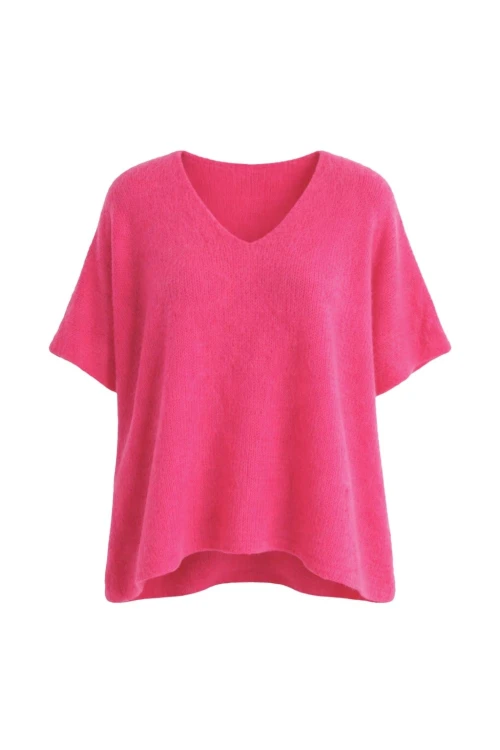 Sweter damski moherowy różowy Made in Italy miękki oversize