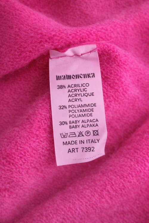 Sweter damski różowy Baby Alpaka 30% Made in Italy miękki ciepły One Size