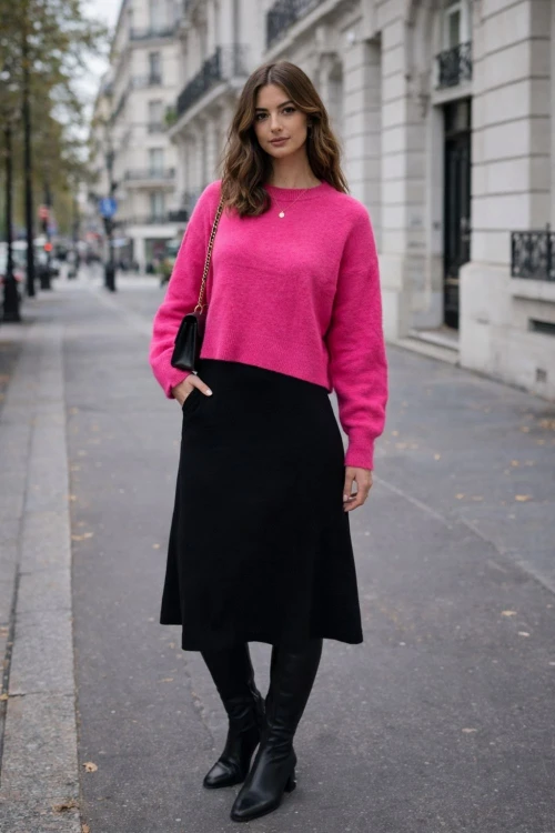 Sweter damski różowy Baby Alpaka 30% Made in Italy miękki ciepły One Size