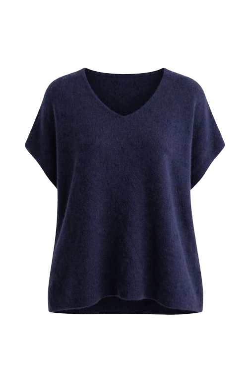 Sweter damski granatowy oversize miękki Made in Italy One Size