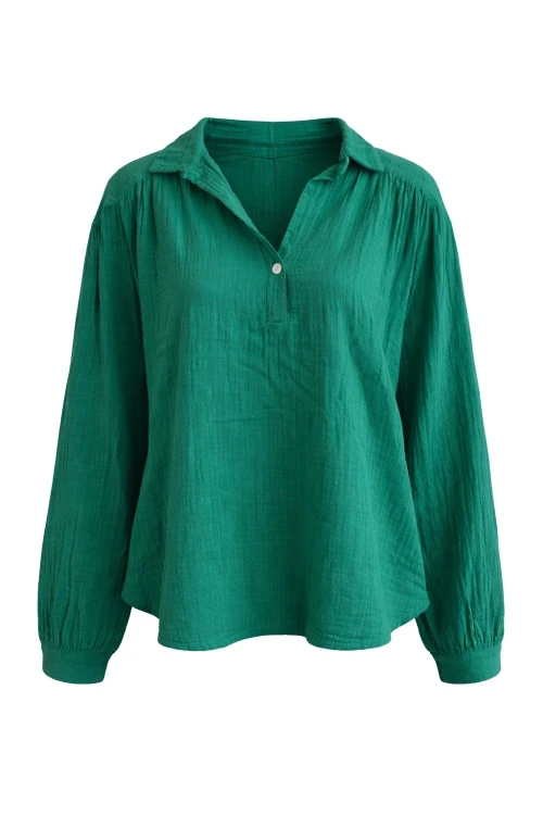 Bluzka damska zielona Bawełna 100% Made in Italy muślin boho Uni