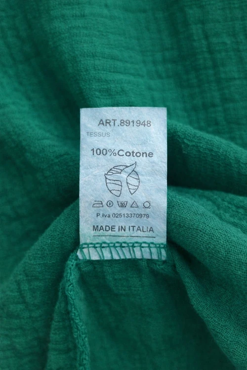 Bluzka damska zielona Bawełna 100% Made in Italy muślin boho Uni